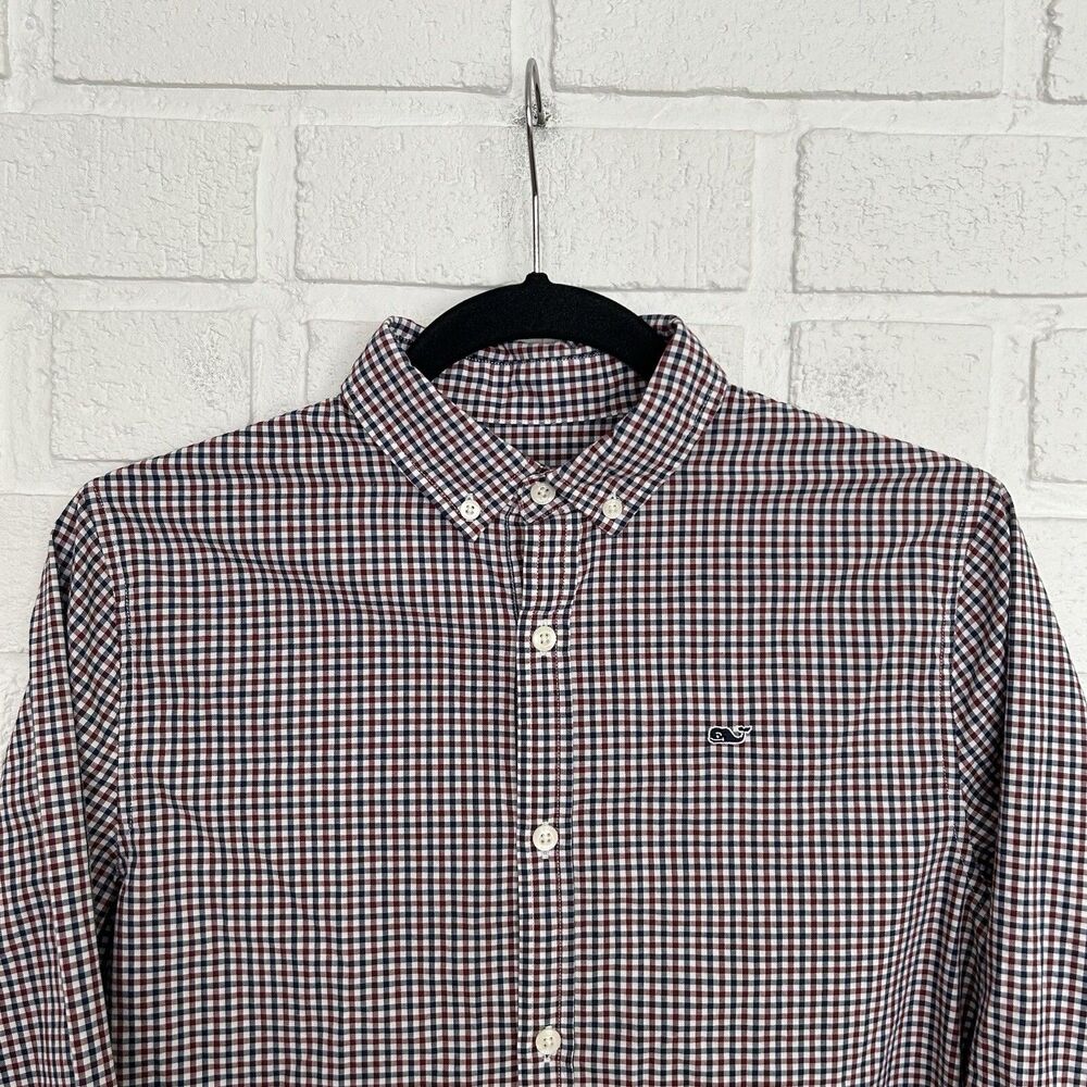 Vineyard Vines Buttom Up Shirt Boys Youth Large 16 Plaid Check Whale Shirt